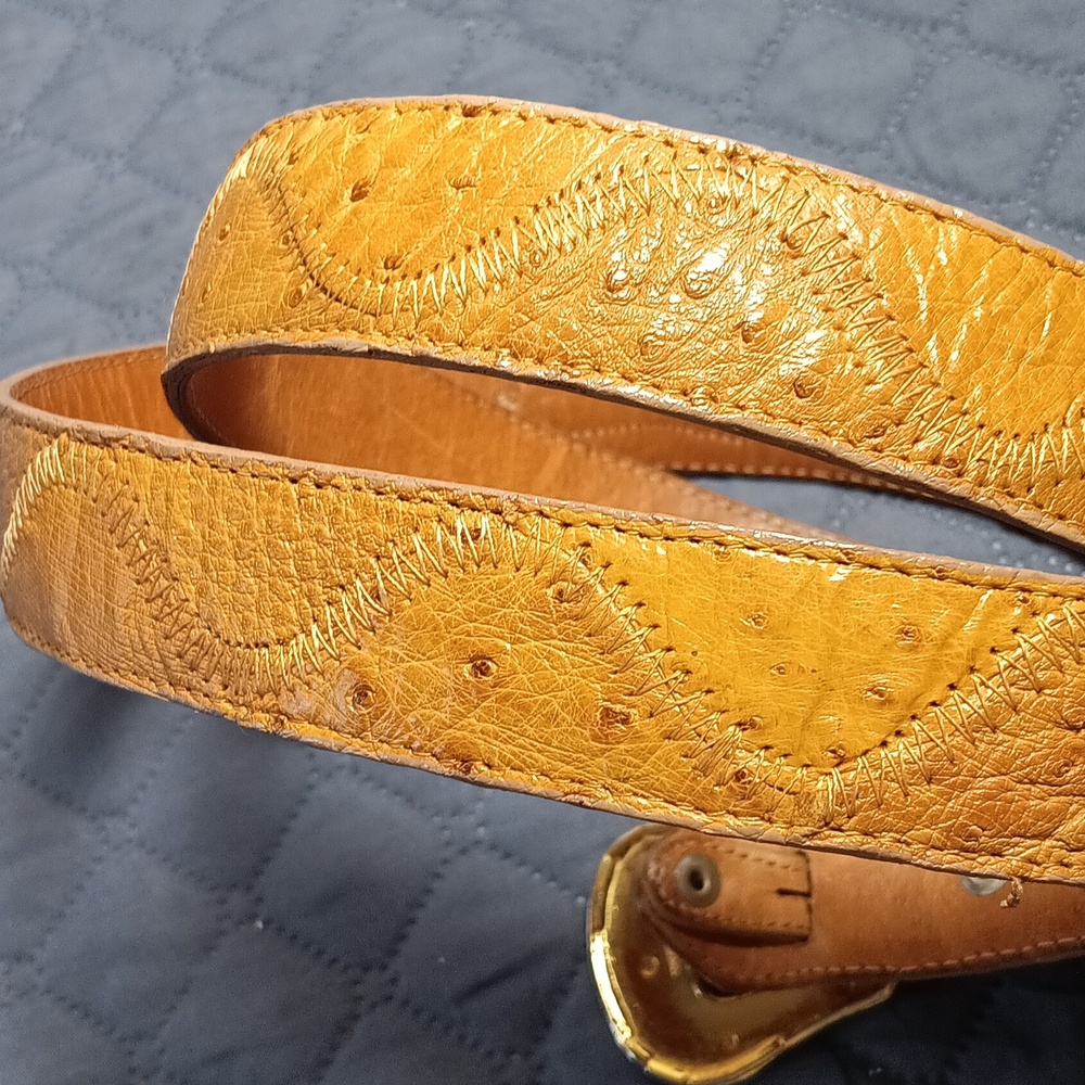 Vintage Ostrich Leather Belt Size 42 - Picture 3 of 4